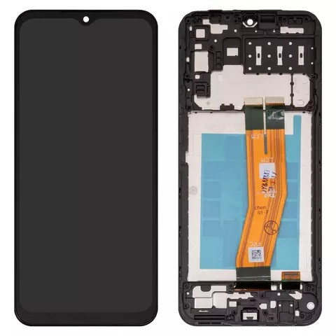 Дисплейний модуль для Samsung A145 Galaxy A14, з рамкою, High Copy, з жовтим шлейфом, Black - 1