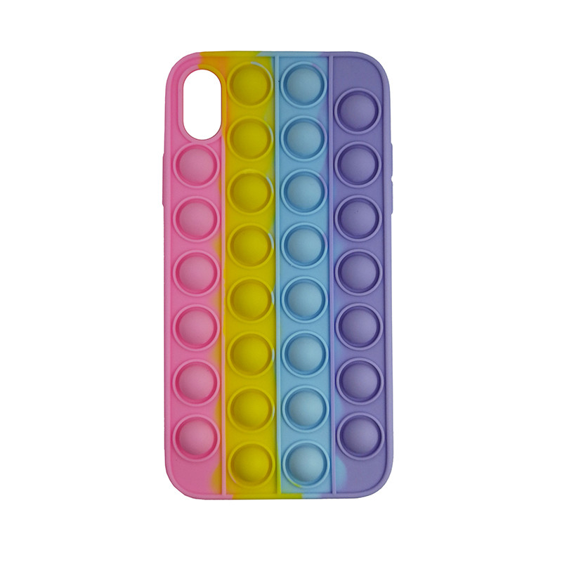Чохол Pop it Silicon case iPhone X/XS Pink+Yellow+Blue - 1