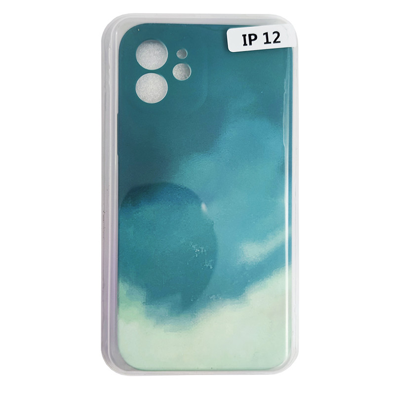 Чохол Silicone Water Print iPhone 12 Mix Color Green - 1