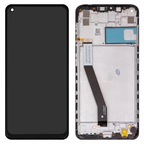 Дисплейний модуль для Xiaomi Redmi 10X 4G, Redmi Note 9, з рамкою, Service Pack, Black - 1
