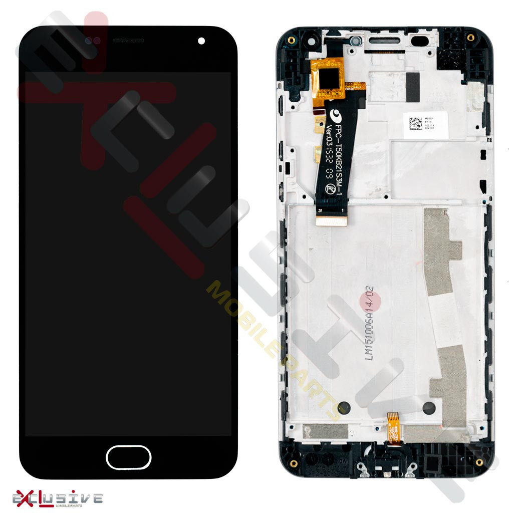 Дисплейний модуль Meizu M2, M2 mini M578 з рамою, кнопкою Home, Original, Black - 1