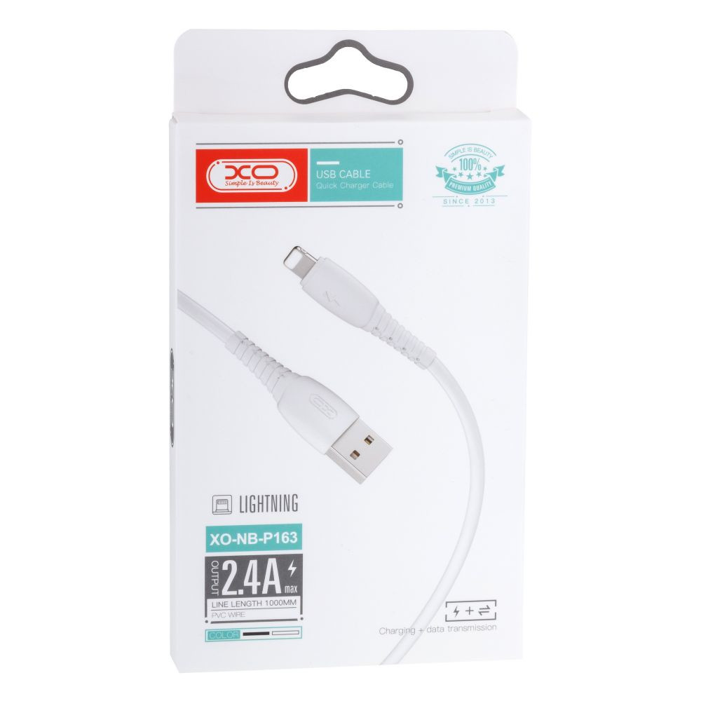 Кабель XO NB-P163  2.4A USB Lighting White - 1