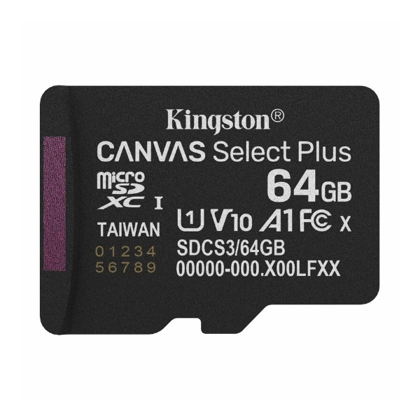 Карта пам'яті Kingston Canvas Select Plus Gen3, 64Gb, micro SDXC UHS-1, class 10 А1 - 1