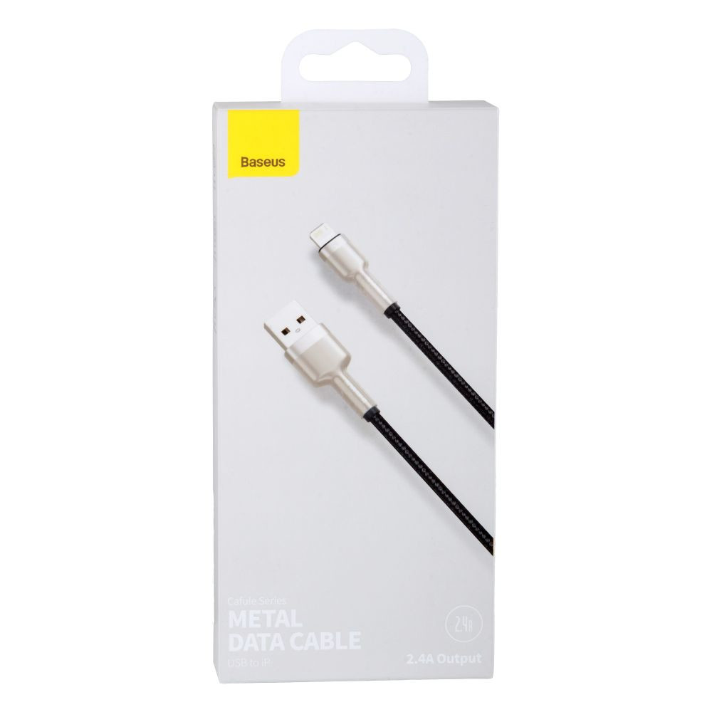 Кабель Baseus Cafule Metal Data Cable, Lightning, 2.4A, 1m, Black - 6