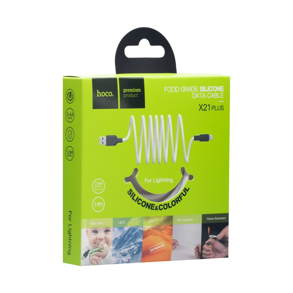 Кабель Hoco X21 Plus, Lightning, 1m, Black-Red - 7