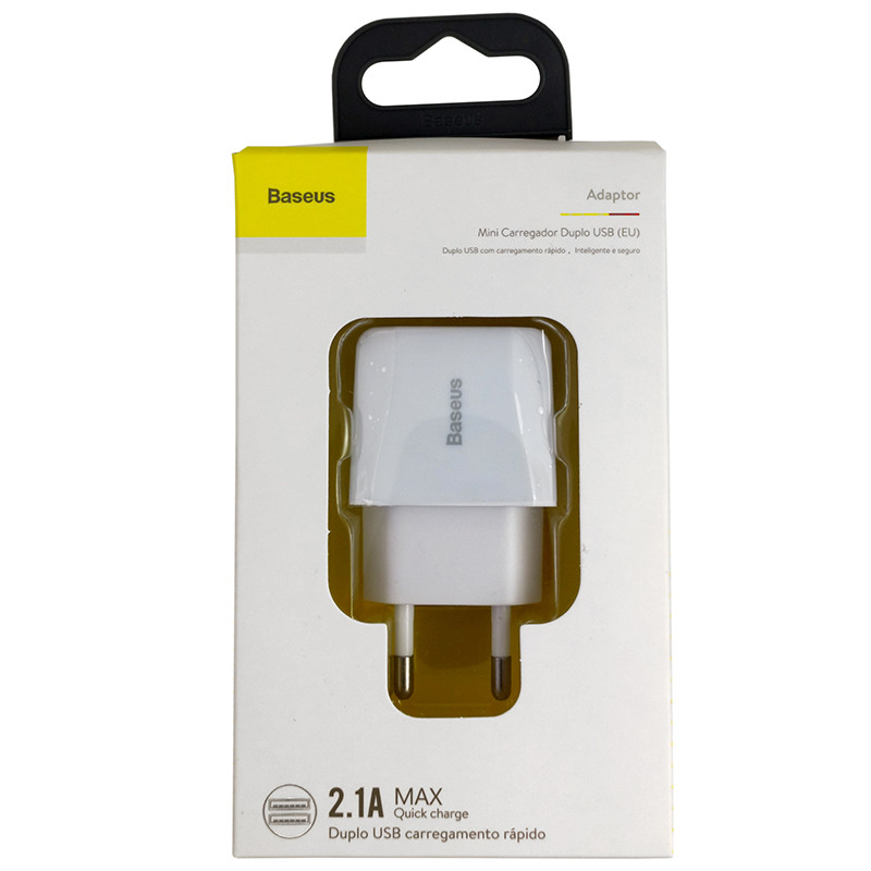 Зарядний пристрій Baseus Mini Dual USB Charger 2xUSB, 2.1A, White - 4