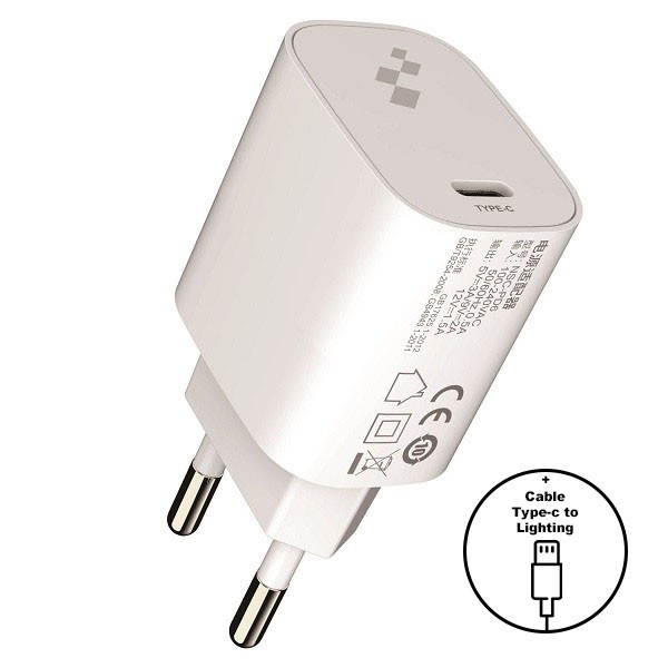 Мережевий Зарядний Пристрій iEnergy HC-06, Cable Type-C to Lightning, USB-C 20W, PD+Q.C 3.0, White - 1