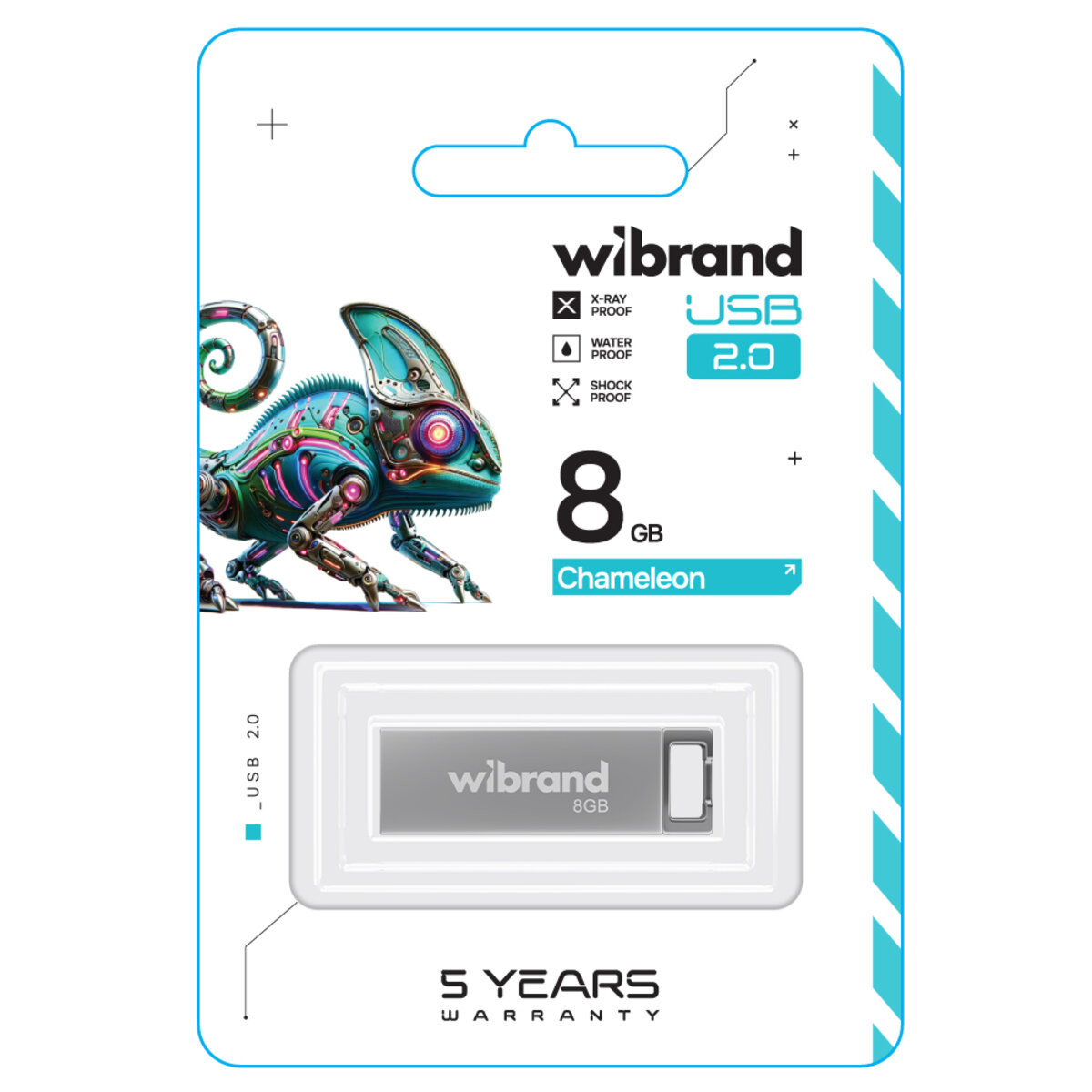 Флешка Wibrand USB 2.0 Chameleon 8Gb Silver - 2