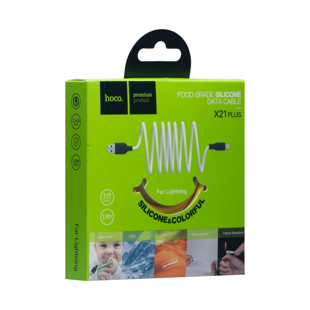 Кабель Hoco X21 Plus, Lightning, 1m, Black-Red - 9