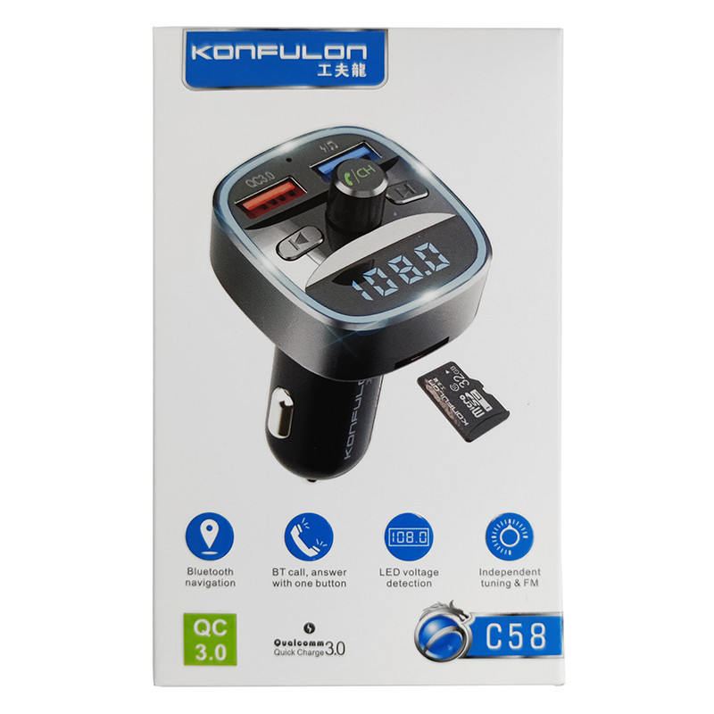 FM-модулятор Konfulon C58, Micro, Bluetooth, 2 USB, Quick Charge 3.0 - 10