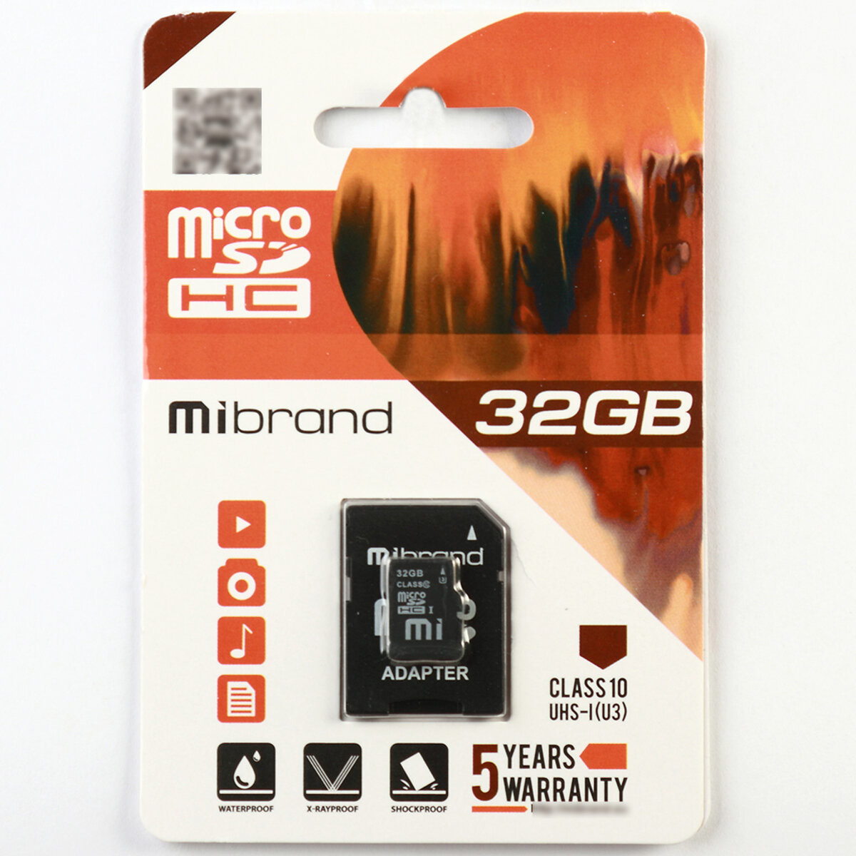 Карта пам'яті Mibrand 32Gb microSDHC (UHS-1 U3) class 10 (adapter SD) - 1