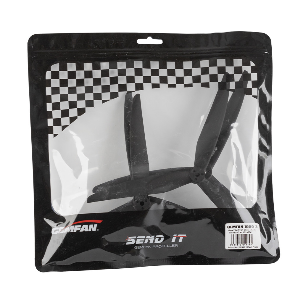 Пропелери Gemfan 1050, 3 лопаті, скловолокно, набір CW - 2 шт, CCW - 2 шт - 16