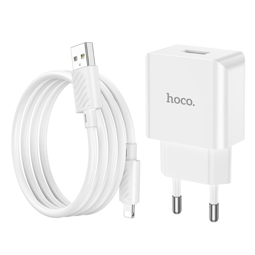 Мережевий зарядний пристрій Hoco C106A, Cable Lightning, 10.5W, White - 8