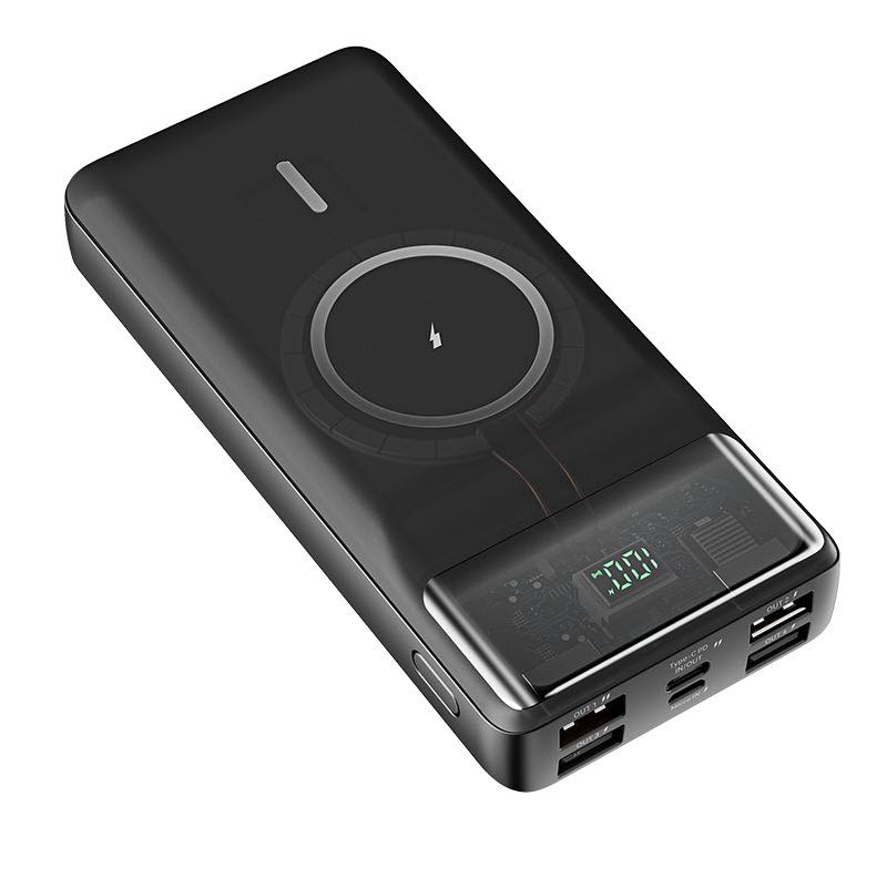 Універсальна мобільна батарея Konfulon M17W, QC 3.0 PD, Magnetic Wireless Charge 20W 20000mAh Black - 1