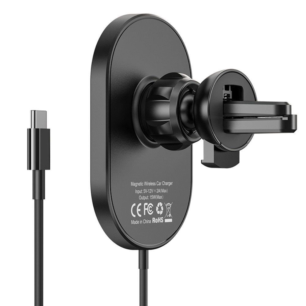 Автотримач Hoco CA90, Wireless Charging MagSafe, 15W, Black - 11
