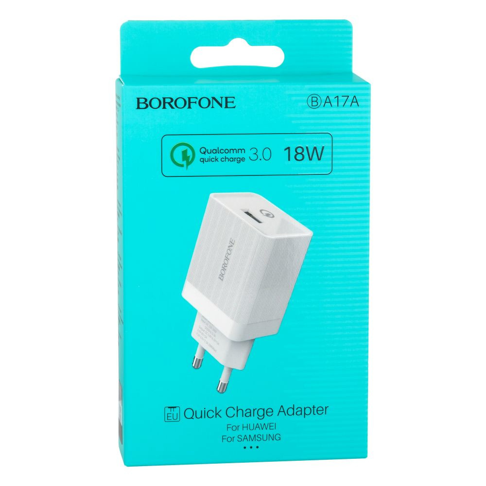Мережевий Зарядний Пристрій Borofone BA17A QC 3.0 18W White - 3