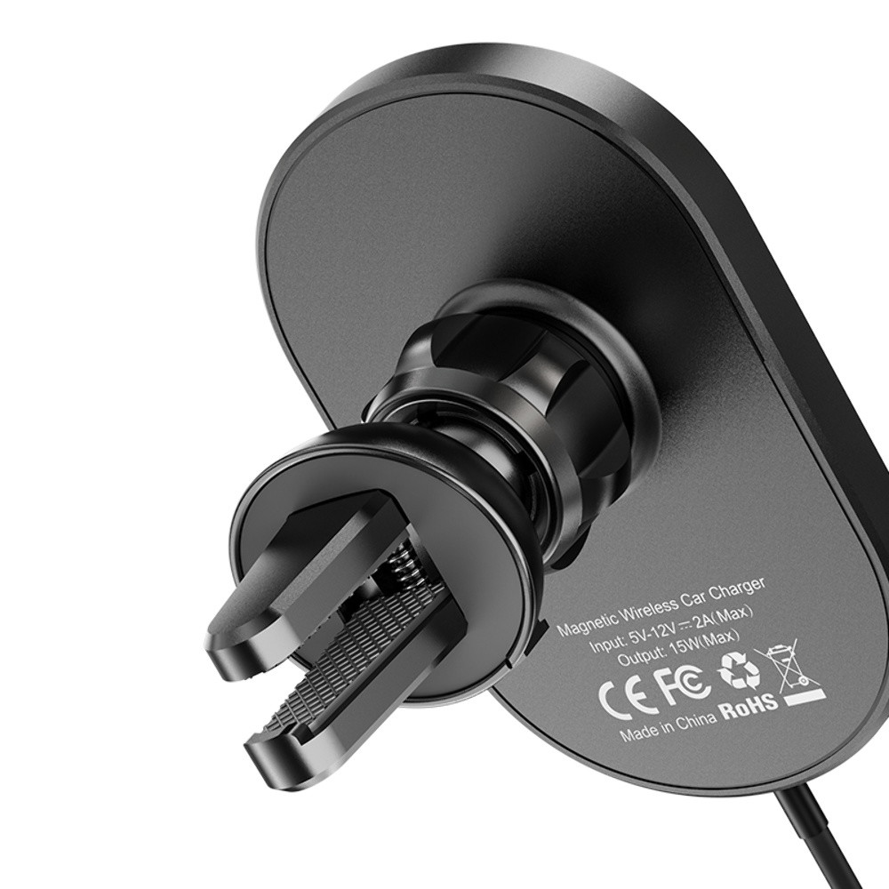 Автотримач Hoco CA90, Wireless Charging MagSafe, 15W, Black - 10