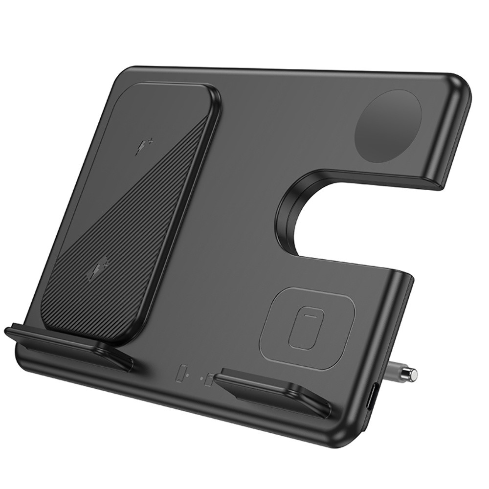 Безпровідний зарядний пристрій Hoco CQ2, 3 in 1, 15W, Black - 1