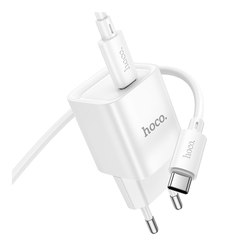 Мережевий зарядний пристрій Hoco C146A, Cable Type-C to Type-C, PD 20W, QC 3.0, White - 6