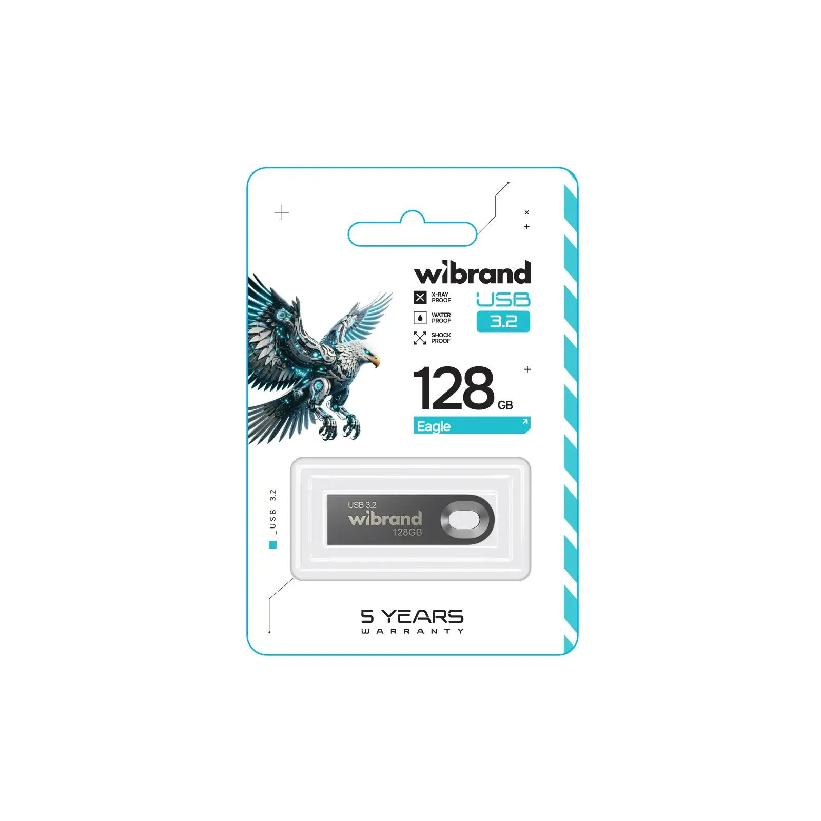 Флешка Wibrand Eagle, USB 3.2 Gen 1, 128GB, Gray - 1