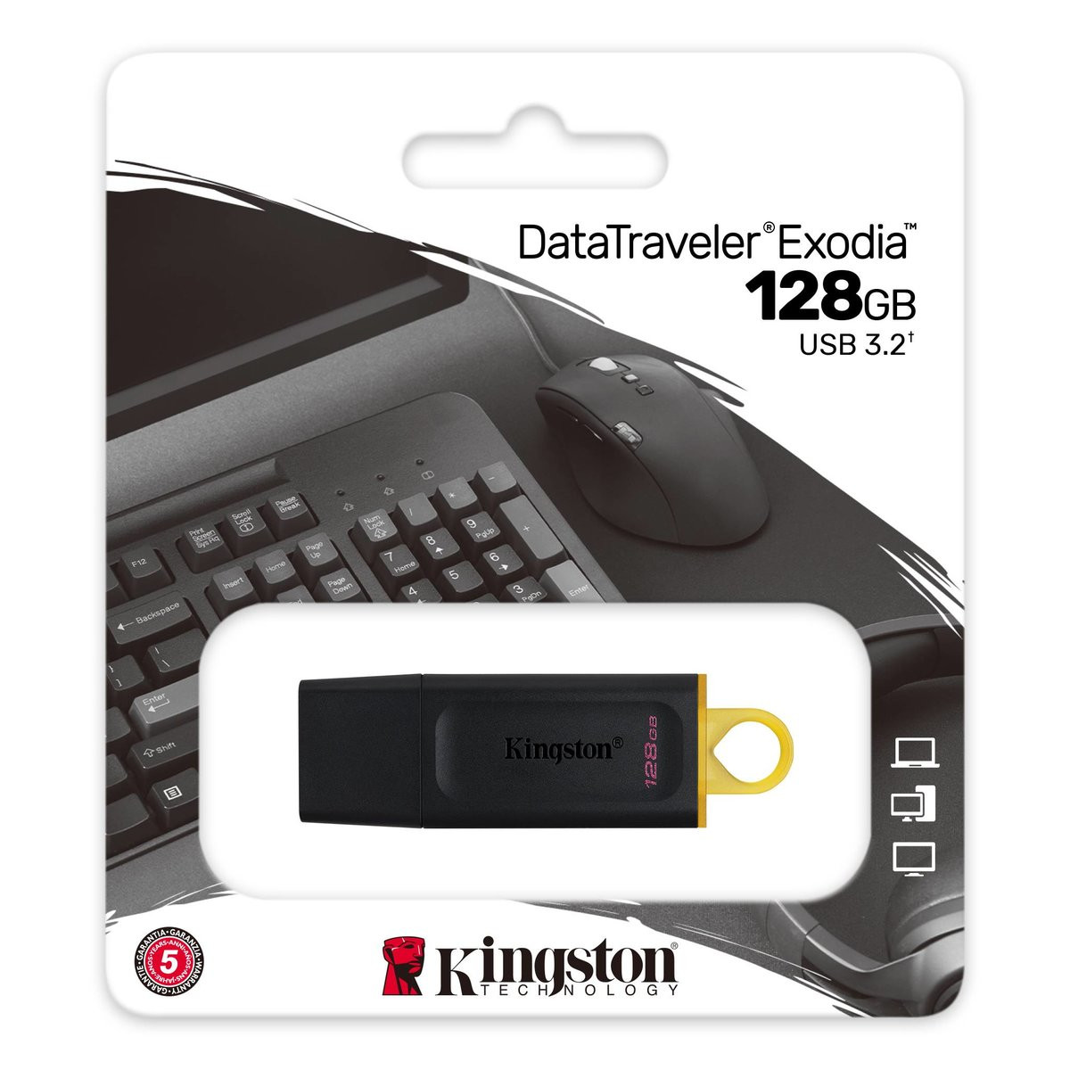 Флешка Kingston USB 3.2 DT Exodia 128GB Black/Yellow - 3