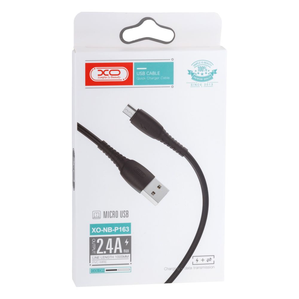 Кабель XO NB-P163  2.4A USB Micro Black - 1