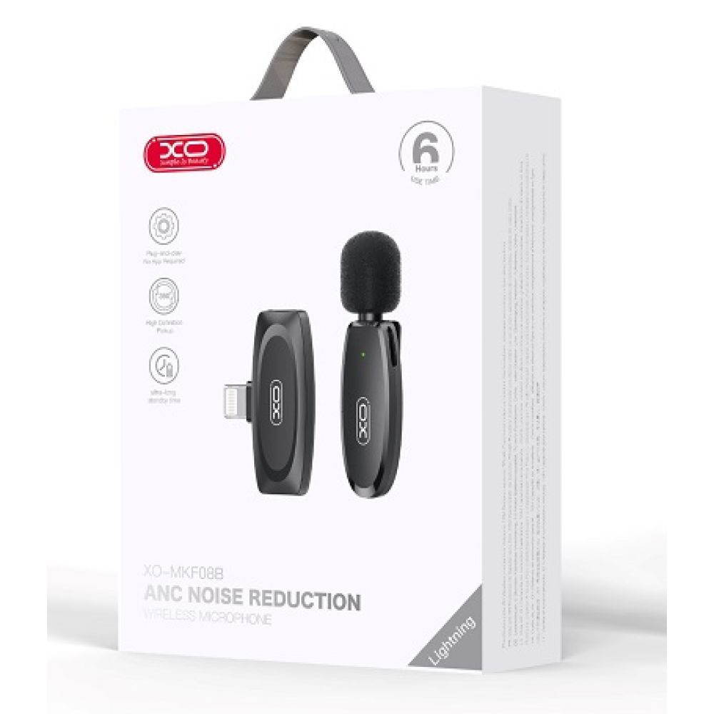 Мікрофон петличний безпровідний XO MKF08B, Lightning, Black - 4