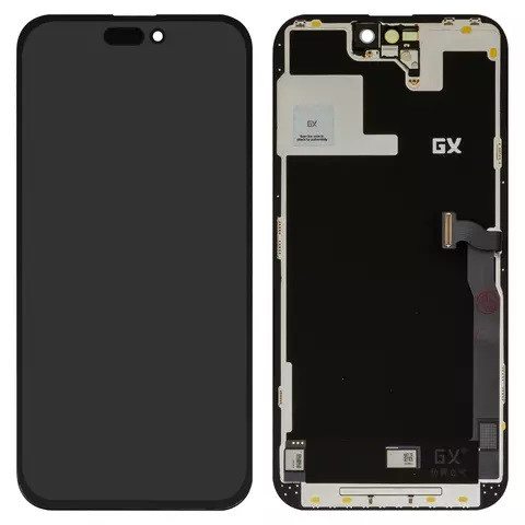 Дисплейний модуль для iPhone 14 Pro Max, High Copy, без мікросхеми, OLED, GX OEM hard, Black - 1