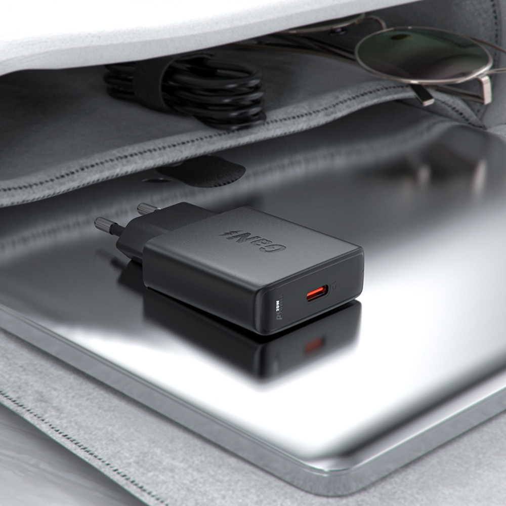 Мережевий зарядний пристрій Acefast A65, PD 20W, GaN, Black - 5