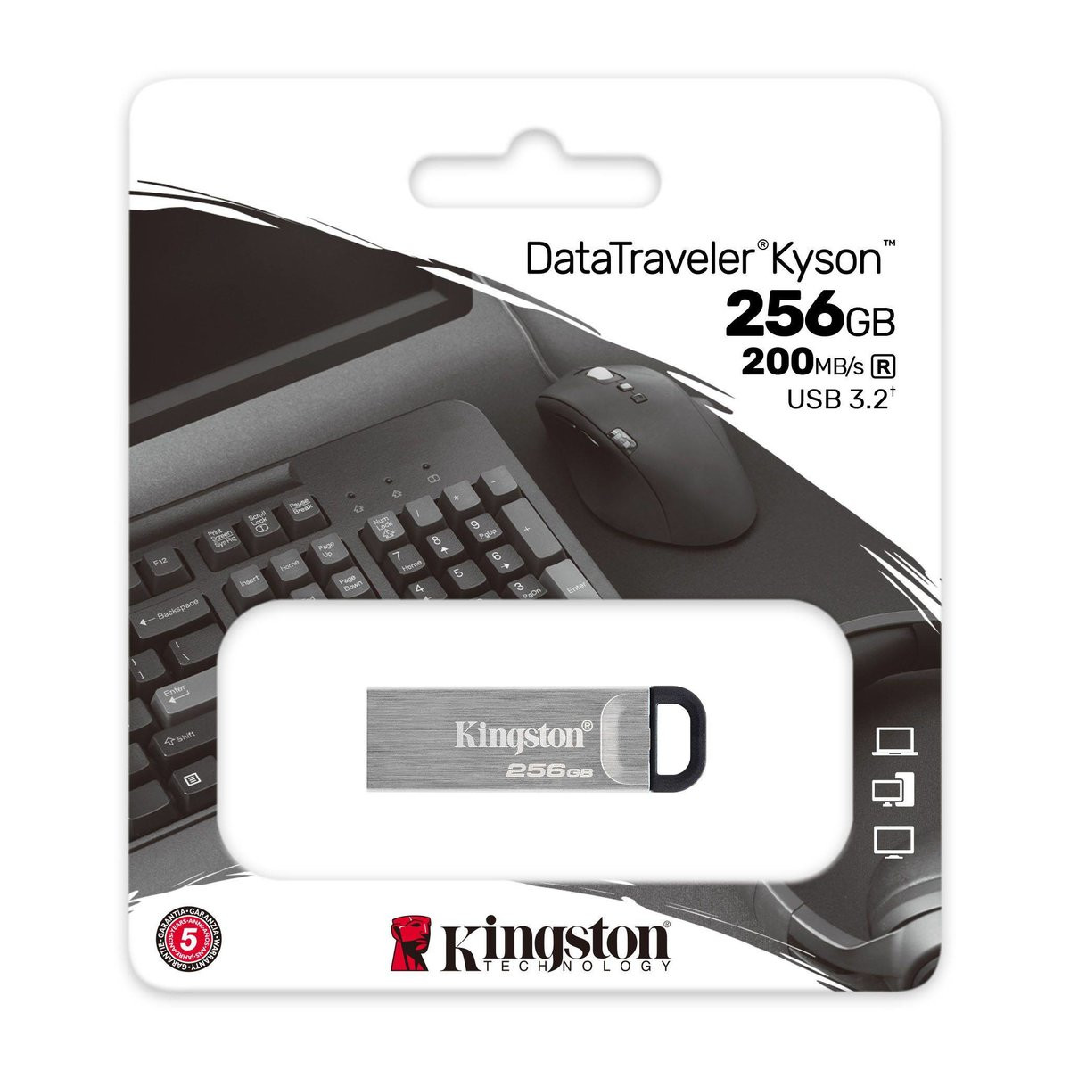 Флешка Kingston DT Kyson, USB 3.2, 256GB Silver - 5