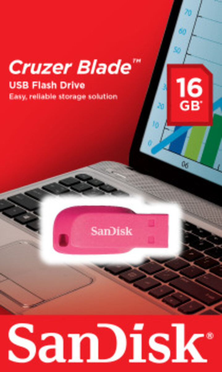 Flash SanDisk USB 2.0 Cruzer Blade 16Gb Pink - 2