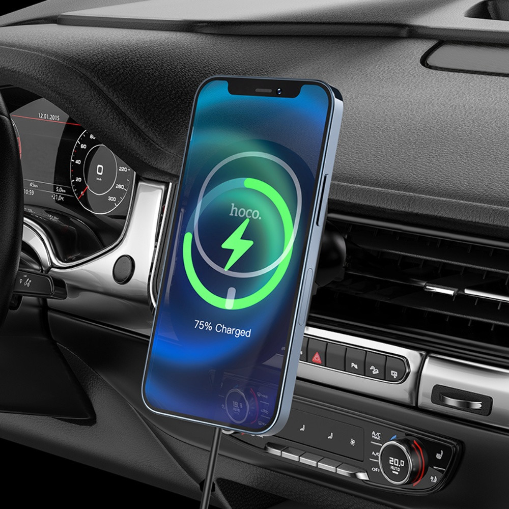 Автотримач Hoco CA90, Wireless Charging MagSafe, 15W, Black - 9