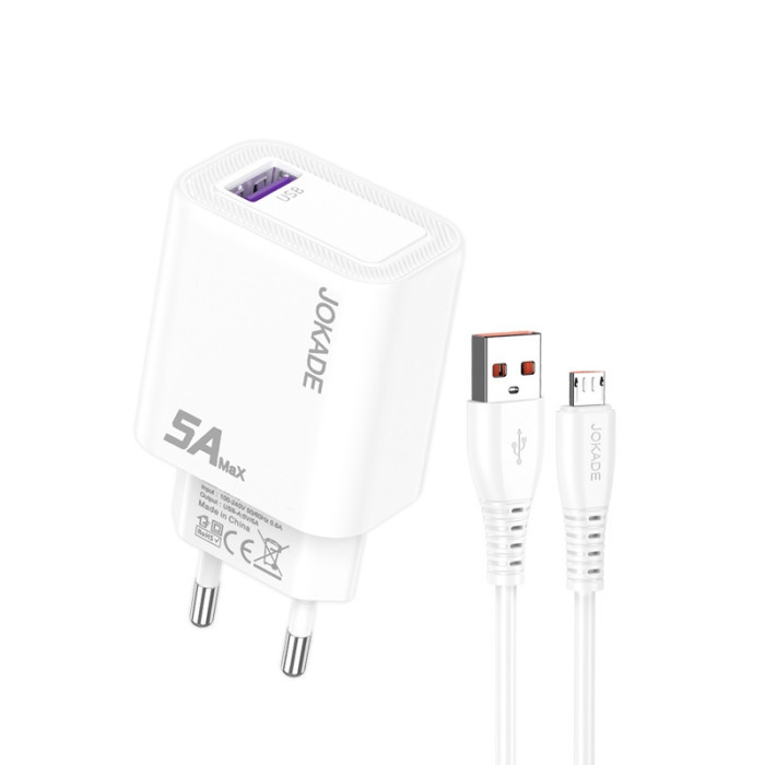 Мережевий зарядний пристрій Jokade JB141, Cable Micro, 5A, White - 1