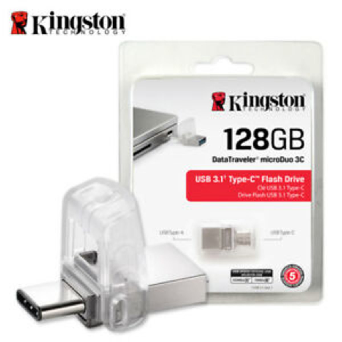 Флешка Kingston USB 3.0 DT MicroDuo 3C 128GB USB3.1/Type-C metal - 4