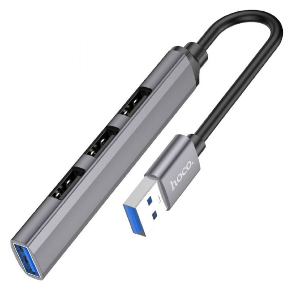 USB-хаб Hoco HB26 4 in 1 USB to USB3.0/3xUSB2.0 Silver - 5