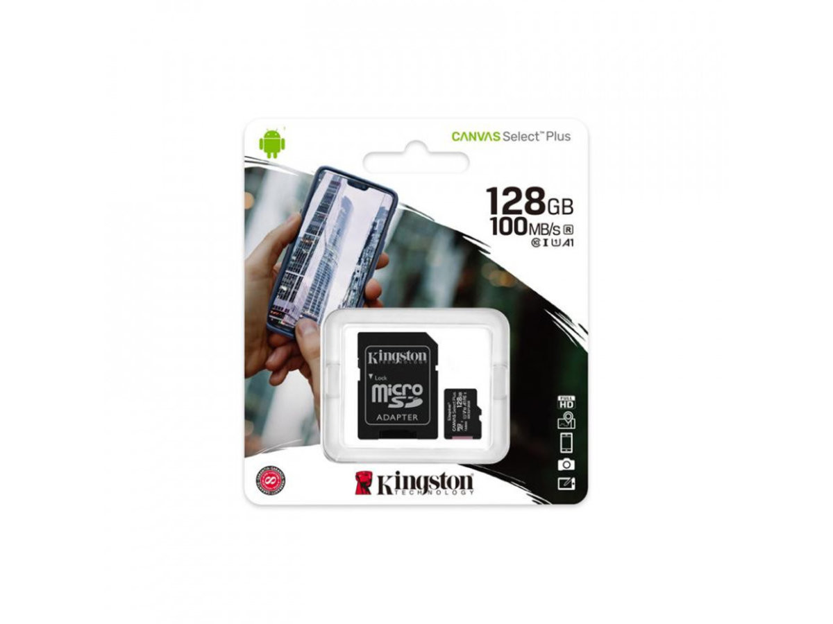 microSDXC (UHS-1) Kingston Canvas Select Plus 128Gb class 10 А1 (R-100MB/s) (adapter SD) - 1