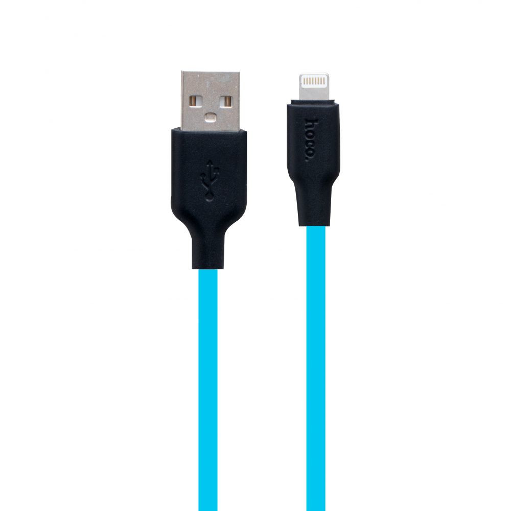 Кабель Hoco X21 Plus Silicone Lightning Black-Blue - 1