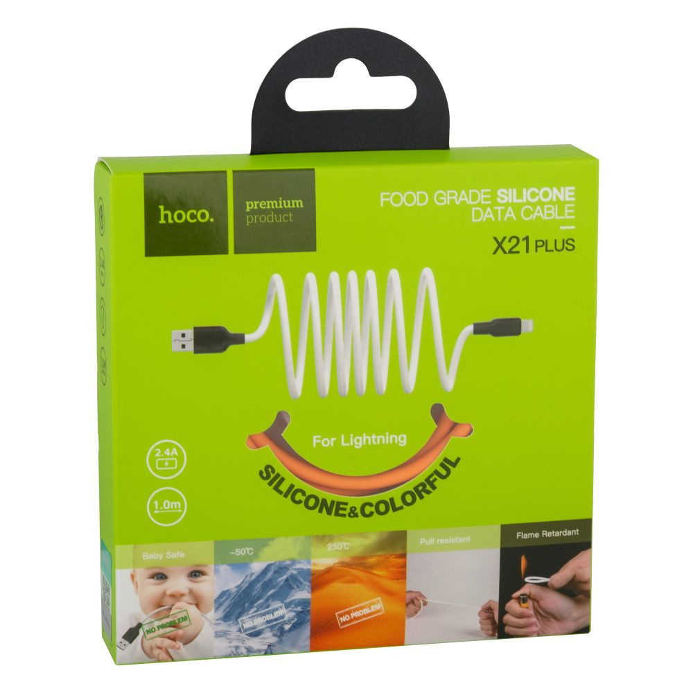 Кабель Hoco X21 Plus, Lightning, 1m, Black-Red - 11