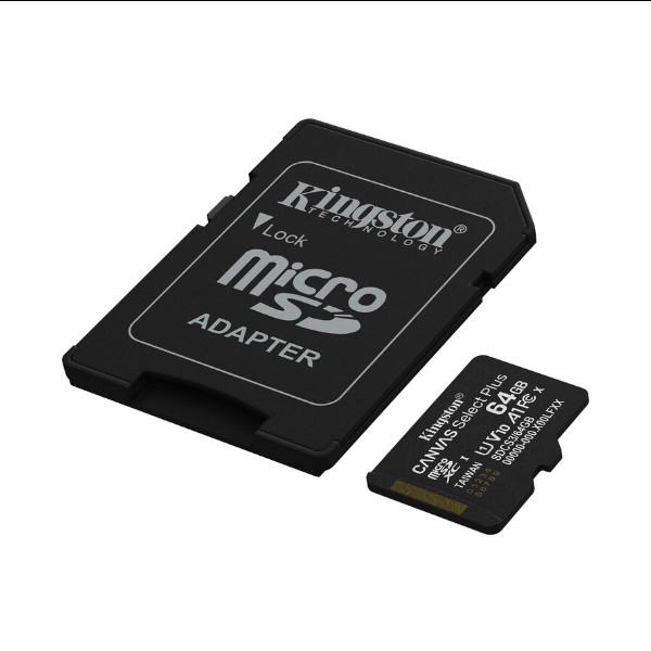 Карта пам'яті Kingston Canvas Select Plus Gen3, 64Gb, micro SDXC UHS-1, class 10 А1, adapter SD - 3