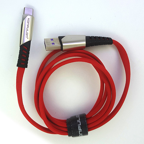 USB Cable Konfulon DC-18 (Type-C) 1m, 5A, Red - 3