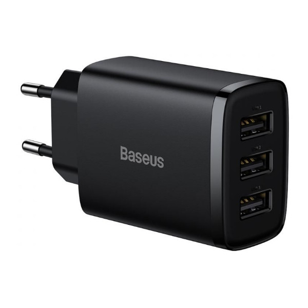 Мережевий зарядний пристрій Baseus Compact Charger, 17W, Black - 1