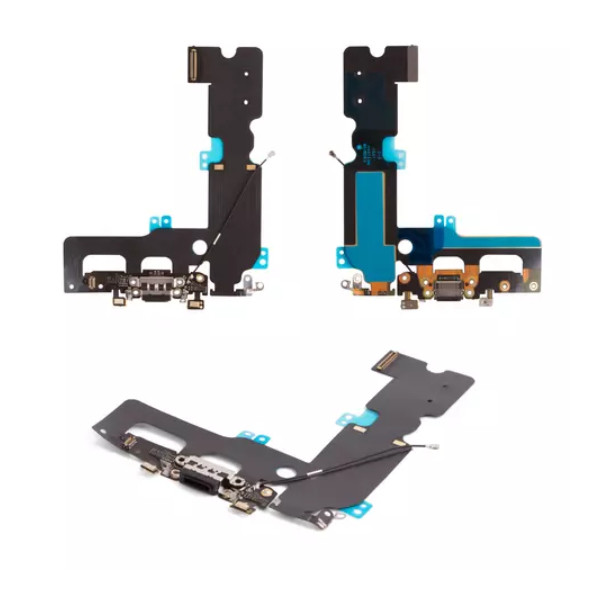 Шлейф для iPhone 7 Plus, з роз'ємом зарядки та конектором навушників, Black - 1