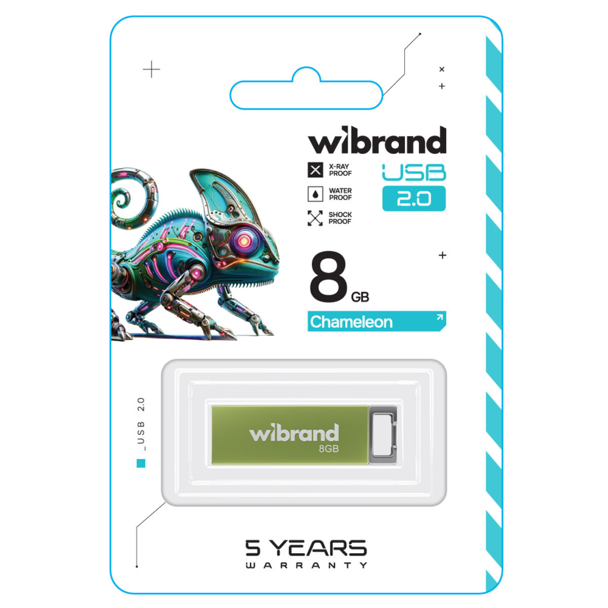 Флешка Wibrand USB 2.0 Chameleon 8Gb Light green - 2