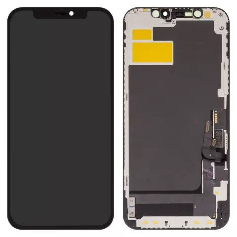 Дисплейний модуль для iPhone 12, iPhone 12 Pro, High Copy, без мікросхеми, OLED, XY OEM soft, Black - 1