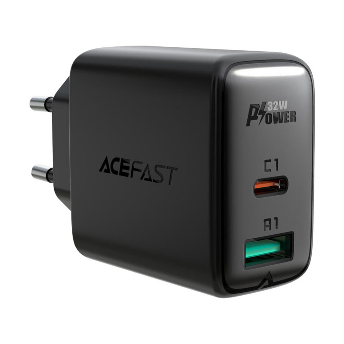 Мережевий зарядний пристрій Acefast A5 PD 32W, Dual Port Type-C, USB-A Black - 1