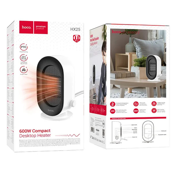 Обігрівач Hoco HX25 600W heater, White - 4