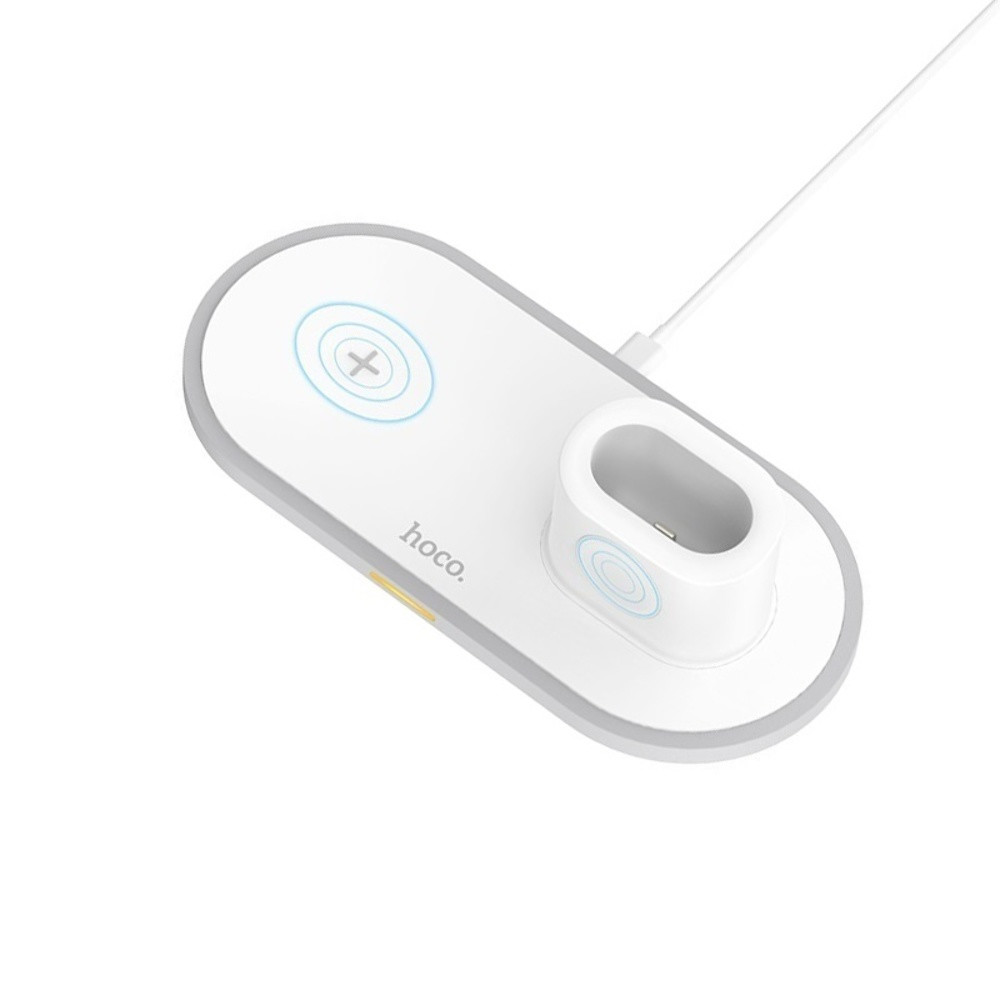Безпровідний зарядний пристрій Hoco CW21, 3 in 1, 15W, White - 1