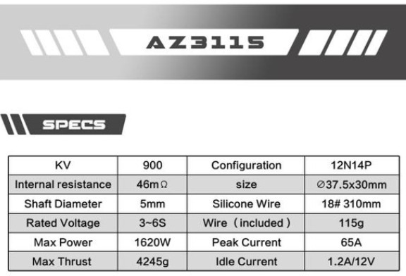 Електродвигун Axisflying AZ 3115, 900KV - 3