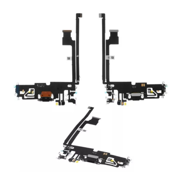 Шлейф для iPhone 12 Pro Max, з роз'ємом зарядки та мікрофоном, High Copy, Black - 1