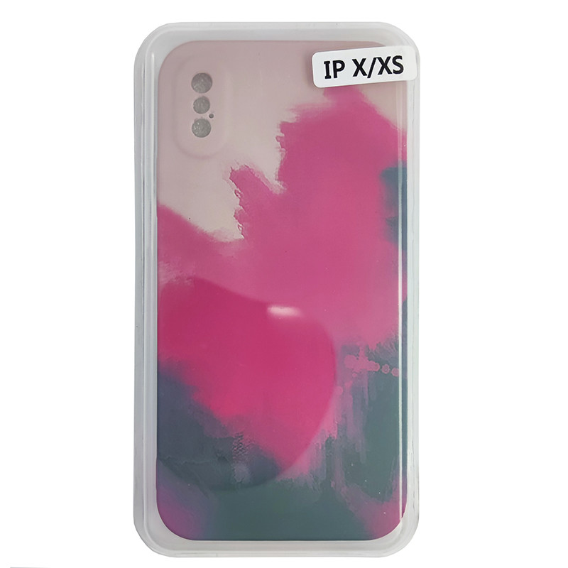 Чохол Silicone Water Print iPhone X/XS Mix Color Red - 1